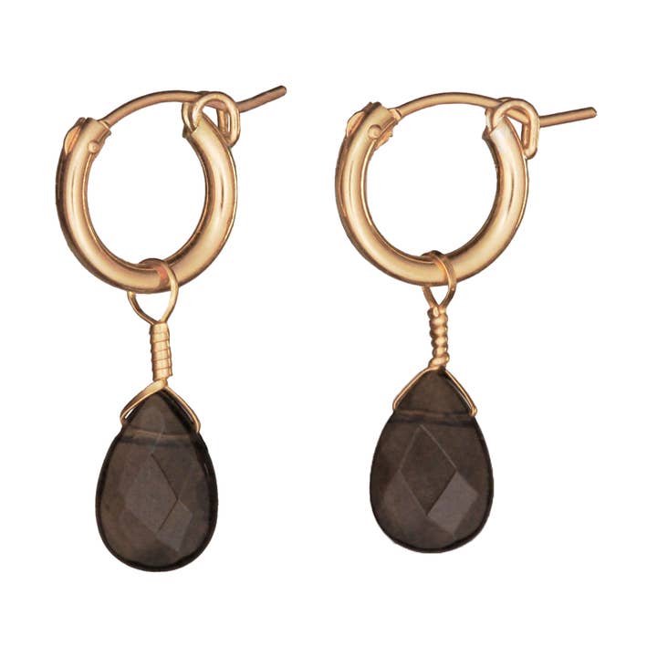 Smoky Quartz Huggie Earrings for wholesale by Kindness Gems