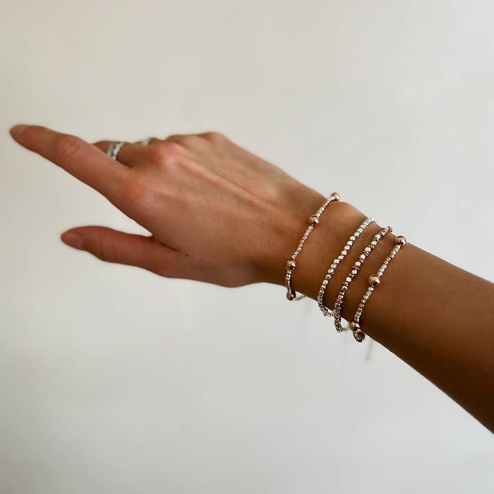 d'Este - Wholesale Charm/Dangle Bracelet - Silver Bracelet with Rose Gold Beads3