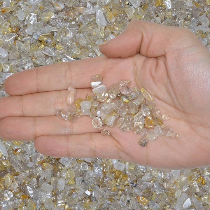 Fantasia Mining - Wholesale Spiritual Stone/Crystal - Tumbled Rutile Quartz Chips -.2" to .3" - China (1 lb)