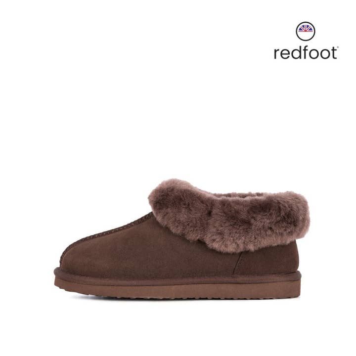 ANN CHOCOLATE SHEEPSKIN SLIPPER BOOTIE for wholesale on Faire