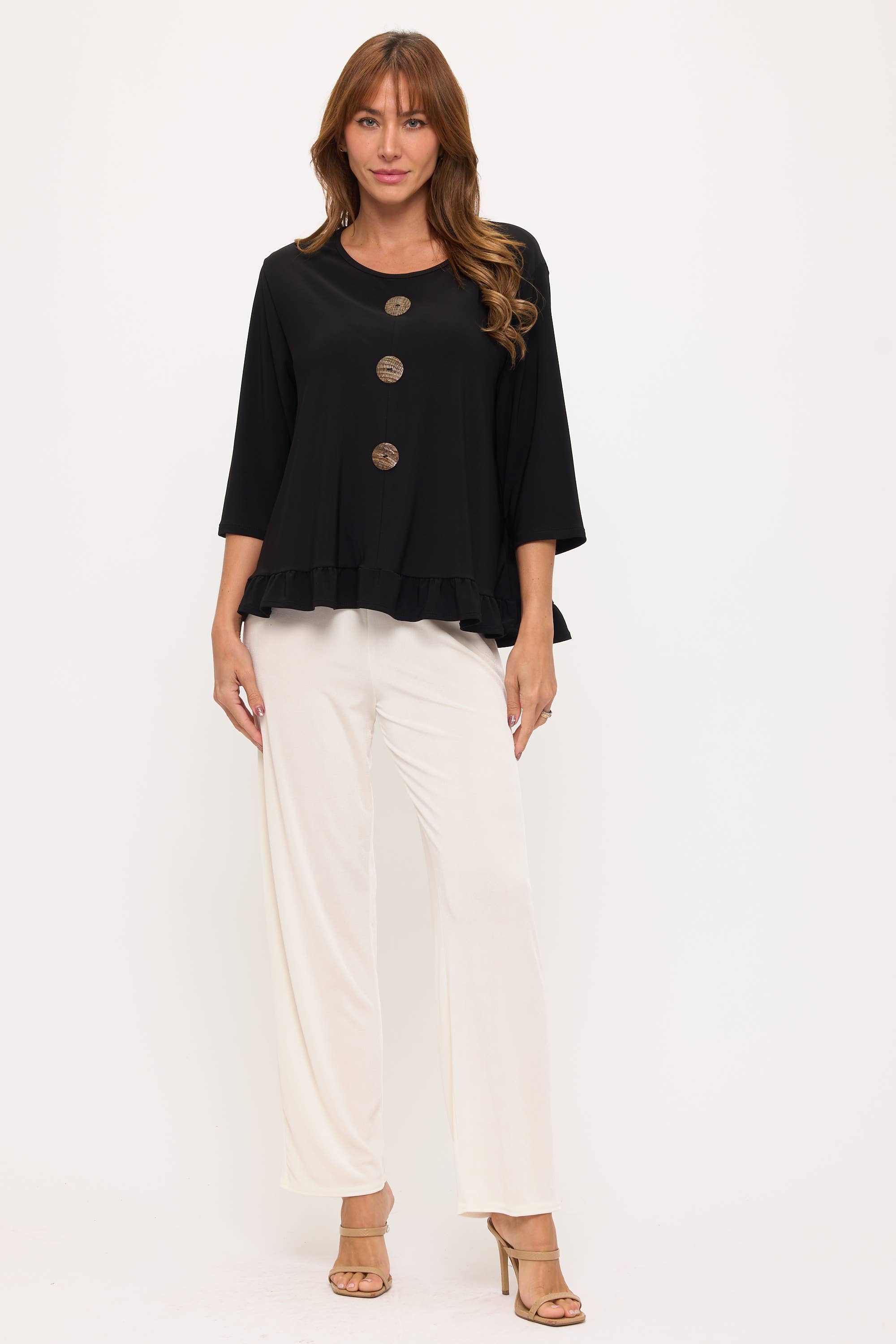 Jostar - Wholesale Blouse - Women's - HIT Ruffle Top With Buttons-3126HT-QRS13