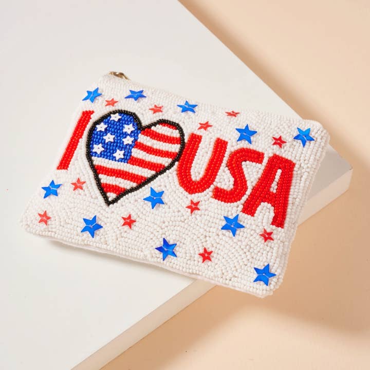 USA Seed Beaded Coin Pouch 2 for wholesale by Frem