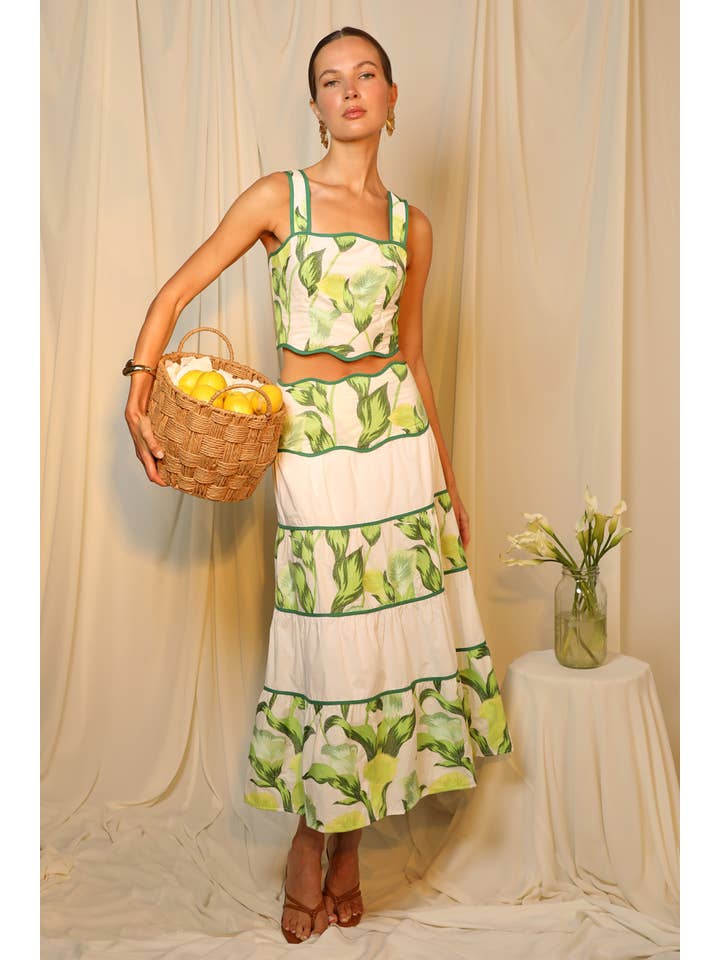 White Multi Daphne Embroidered Scalloped Trim Crop Top for wholesale on Faire5