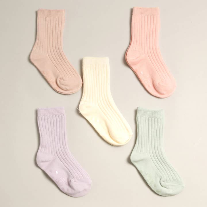 ASSORTED Kids' Solid Color Crew Socks Set for wholesale on Faire
