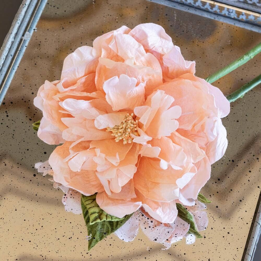 Flowrette - Vente Fleurs artificielles - Pivoine en papier orange corail1