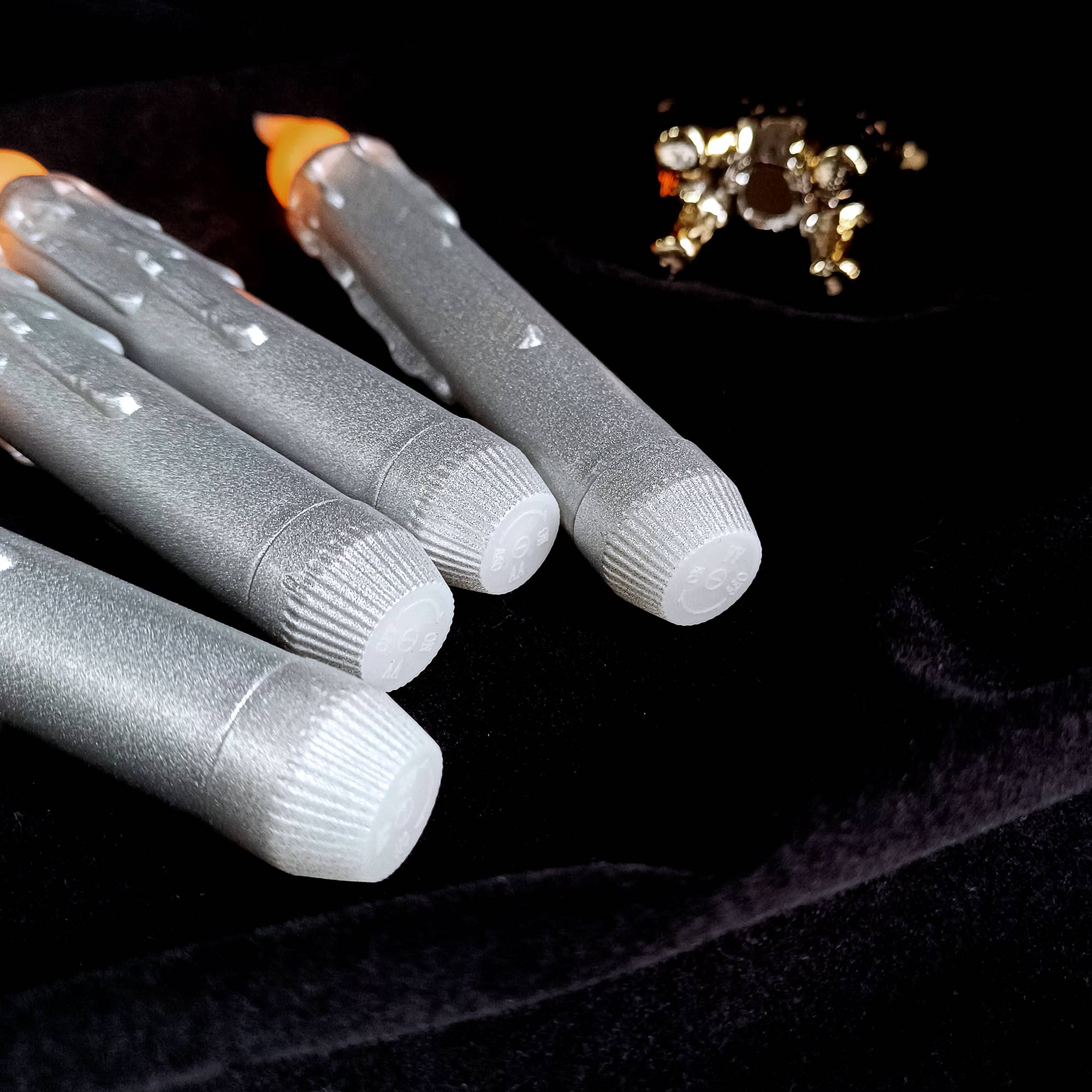 Candles Meta - Wholesale Flameless Candle - Silver Metallic Wax Dipped Battery Operated Taper Candle4