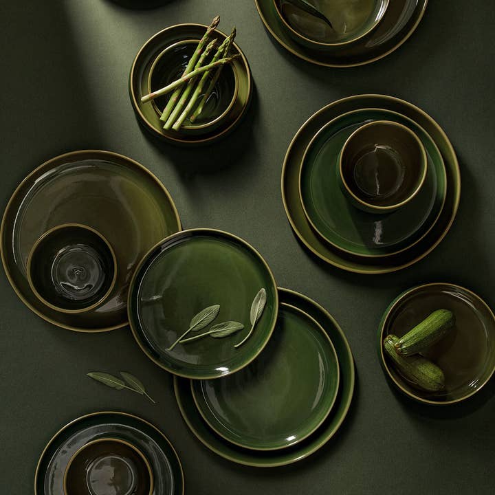 GHARYAN Stoneware & Olive Wood Tableware | USA - Wholesale Dinnerware Set - Le Gourmand Dinnerware Set - 16 Pieces