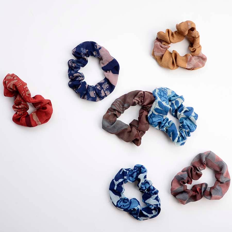 Ichcha - Wholesale Scrunchie - Women's - Scrunchies | Cotton Silk Hand Dyed + Block Print (set of 2)7