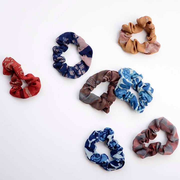 Ichcha - Wholesale Scrunchie - Women's - Scrunchies | Cotton Silk Hand Dyed + Block Print (set of 2)7