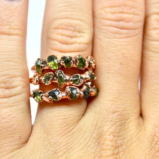 Daddy Daughter Jewelry - Wholesale Multi-Stone Ring - Peridot Multi-Stone Ring | Copper August Birthstone6