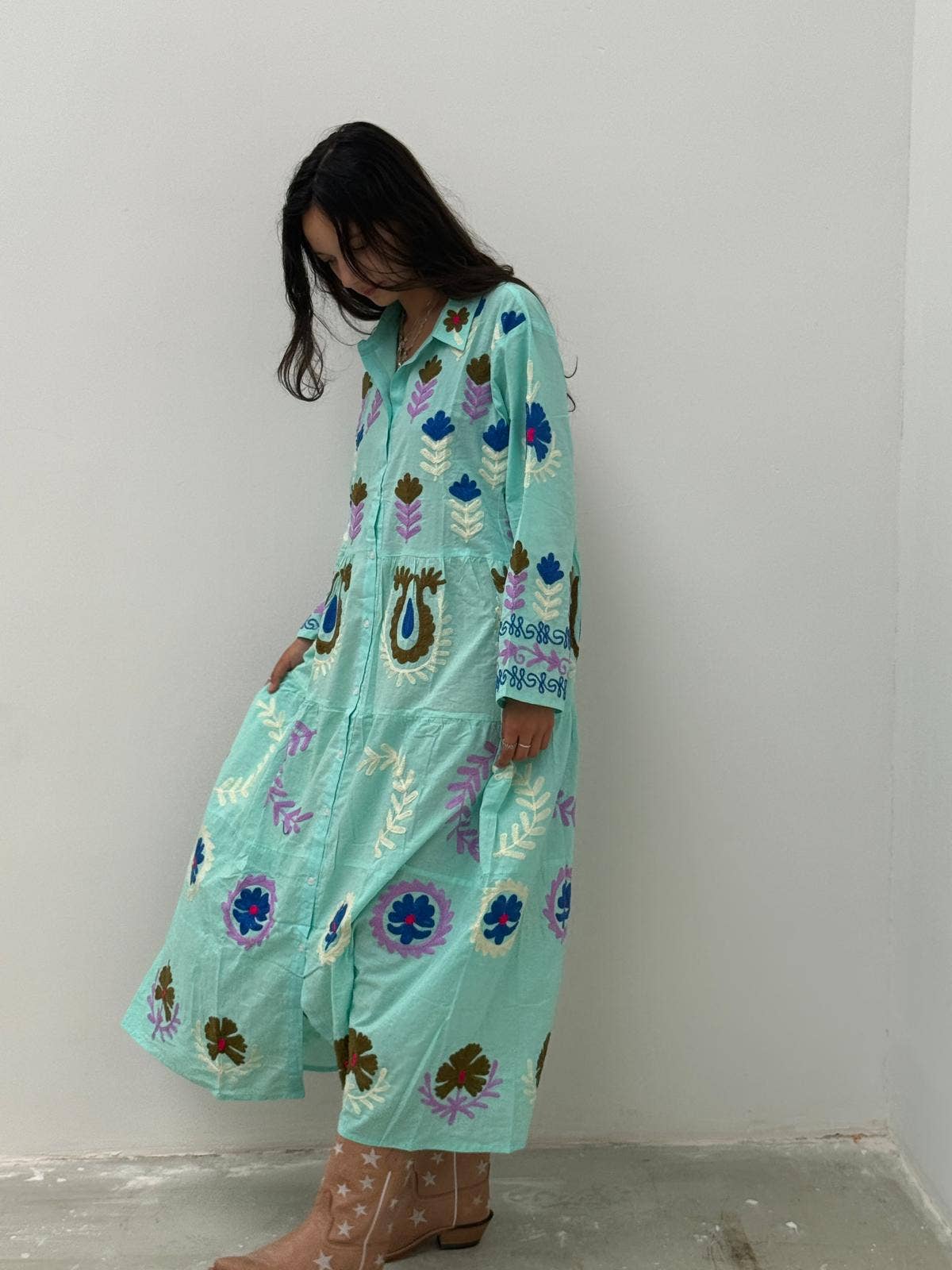 ToutVintage - Wholesale Dress - Women's - Borduurjurk lichtgroen5