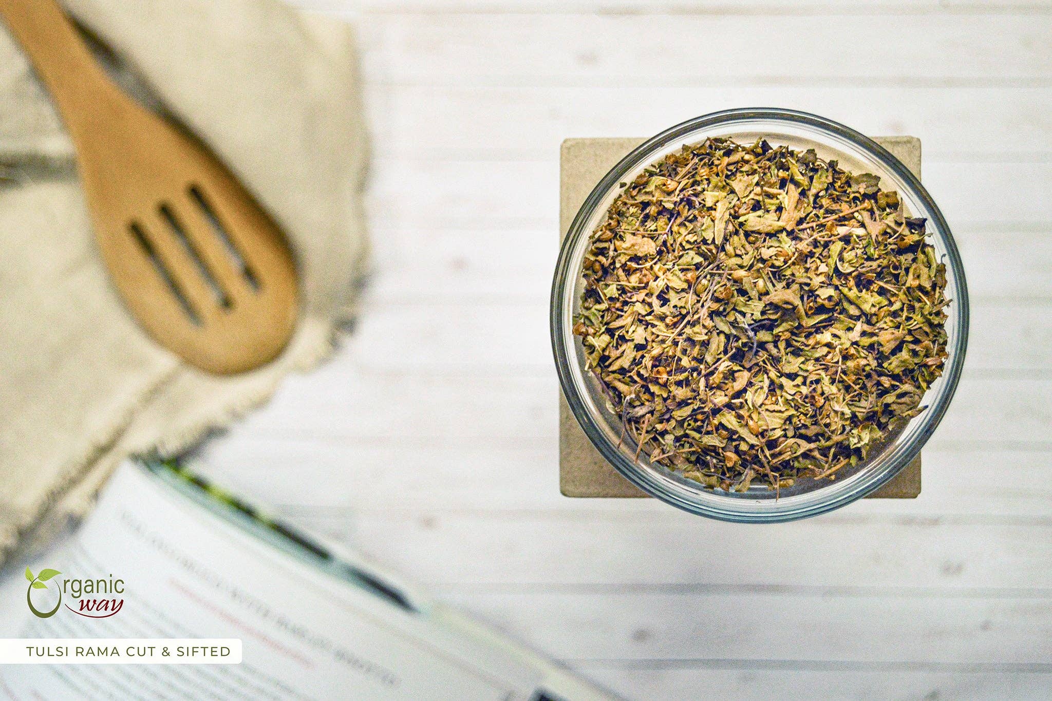 Organic Way LLC - Vente Thé en vrac - Tulsi/Basilic Sacré (Rama) Coupé & Tamisé (Ocimum tenuiflorum) - Thé aux Herbes | Certifié USDA & Casher | Végétalien, Non OGM & Sans Gluten | Sac Refermable | 100% Brut d'Inde1