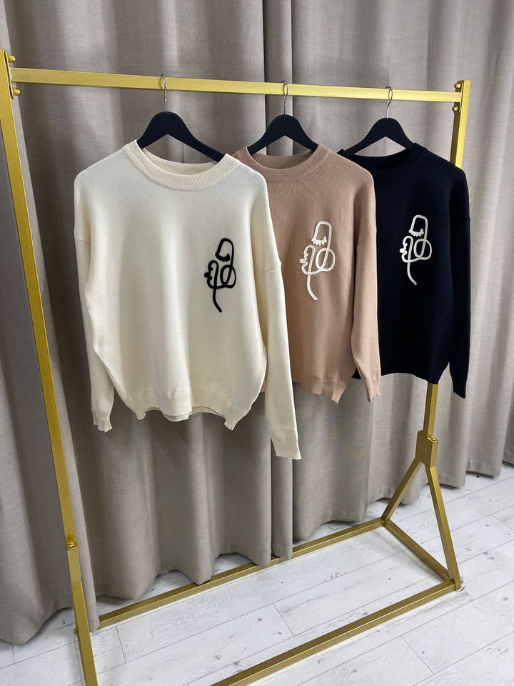 Caroline Luxury Embroidered Knitted Jumper for wholesale by My Winners Direct