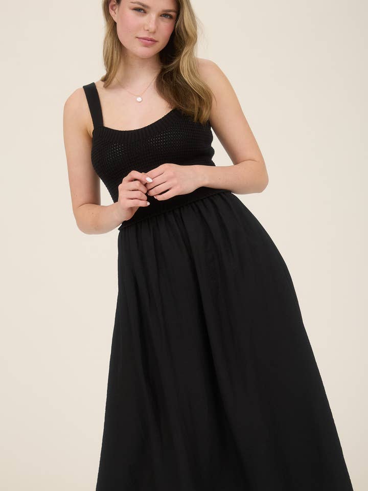 Blu Pepper - Wholesale Dress - Women's - SWEATER KNIT TOP SLEEVELESS MIDI DRESS