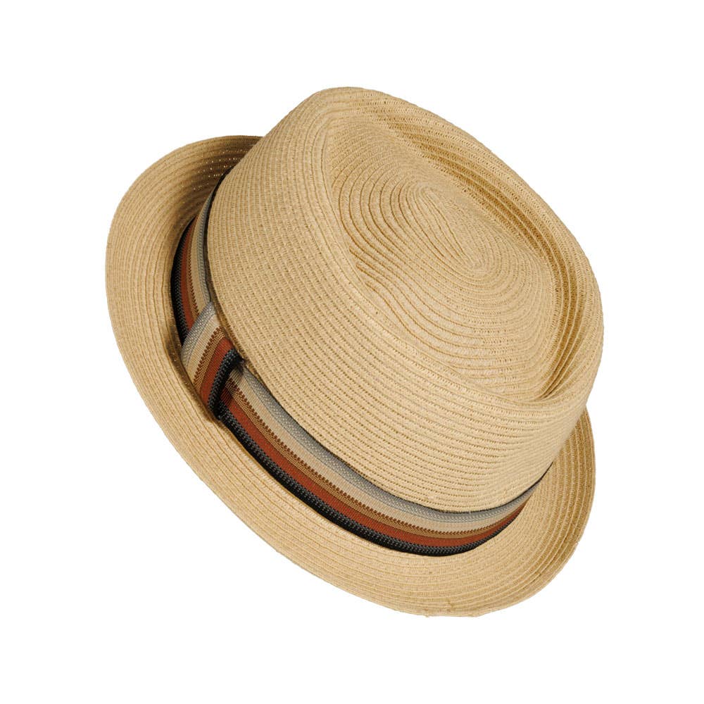 Natural Paper Braid Straw Pork Pie Hat Style Cortez for wholesale on Faire3