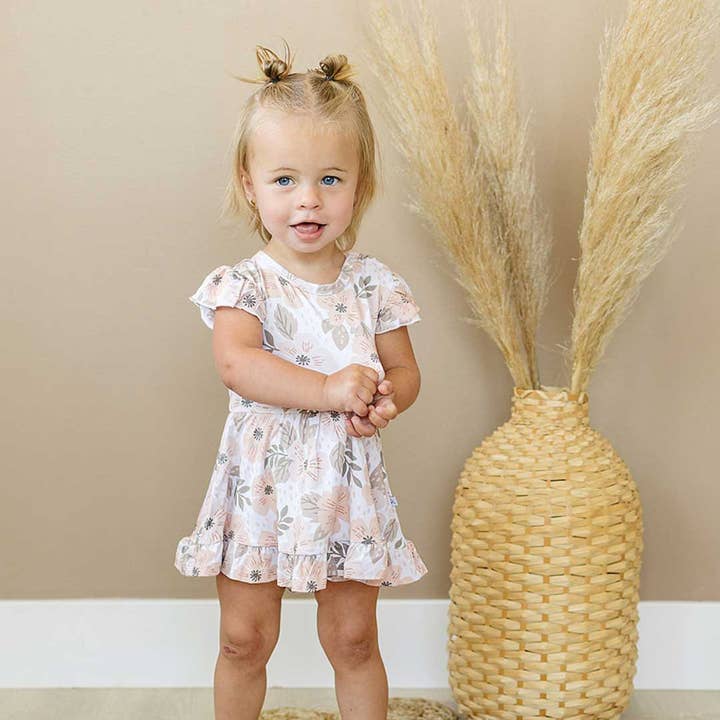 Vestido tipo body en espiral - Beige con estampado floral para venta al por mayor de Dolly Lana