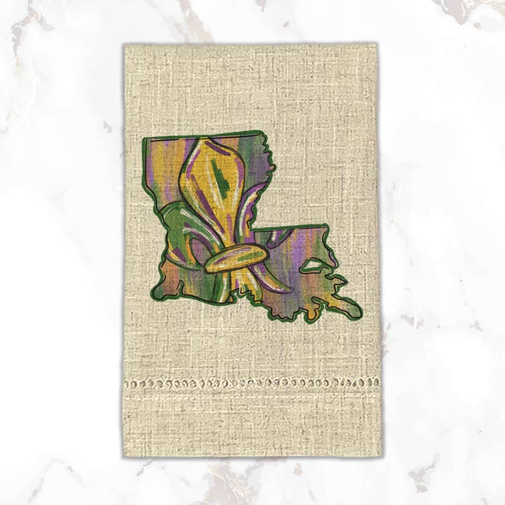 Mardi Gras Tea Towel | Laissez Les Bons Temps Rouler for wholesale by Sew Many Blessings LA