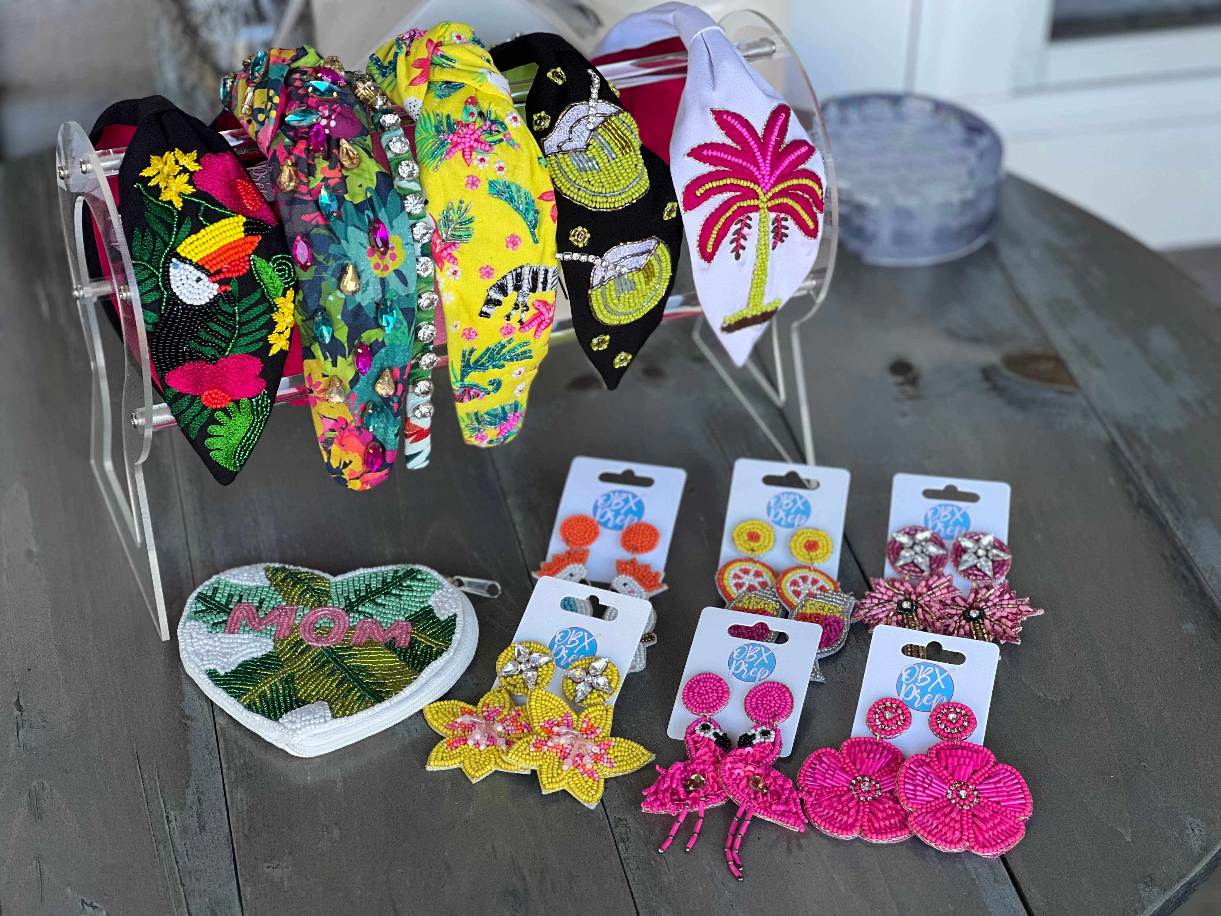 OBX Prep - Wholesale Dangle Earrings - Yellow Hibiscus Beaded Dangle Earrings6