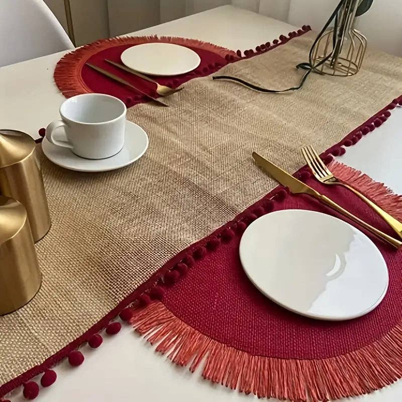 Huis Van Merken - Venta al por mayor Caminos de mesa - Camino de Mesa de Lino Rústico - Decoración de Comedor de Yute Tejido3