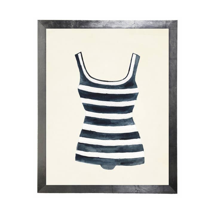 Antique Curiosities Inc - Wholesale Art Print - Blue And White Striped Bathing Suit