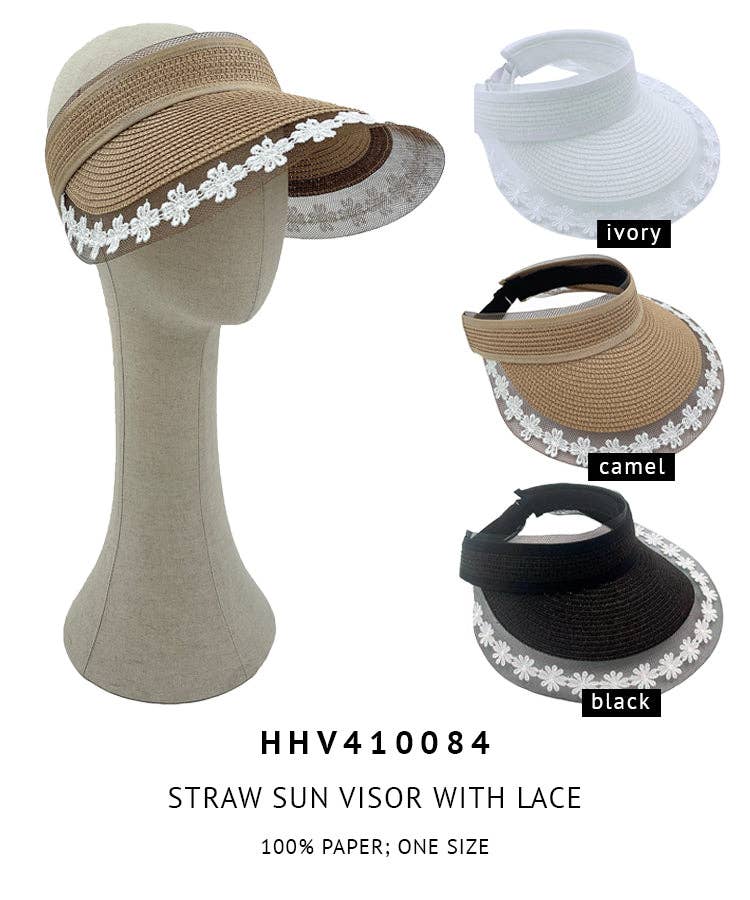 Do Everything In Love® - Wholesale Visor - Women's - Straw Sun Visor with Lace6