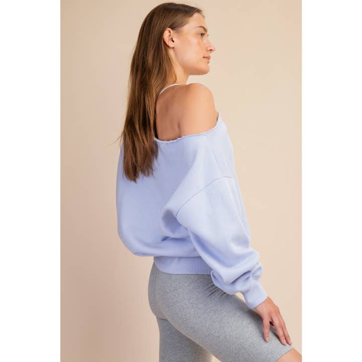 Apolline - Wholesale Sweatshirt - Women's - FRENCH TERRY FLEECE OFF SHOULDER SWEATSHIRT