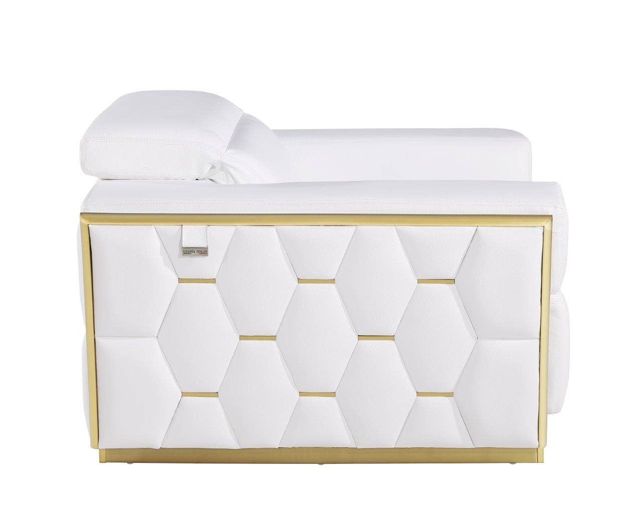 HomeRoots - Wholesale Chair - 47" White and Gold Italian Leather Club Chair4