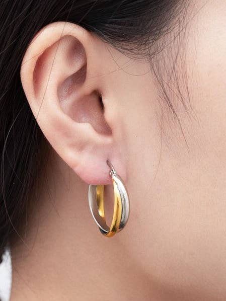 18K Stainless Steel Tarnish Free Waterproof Hoop | 40E375 for wholesale by JOSSLYN by wall to wall