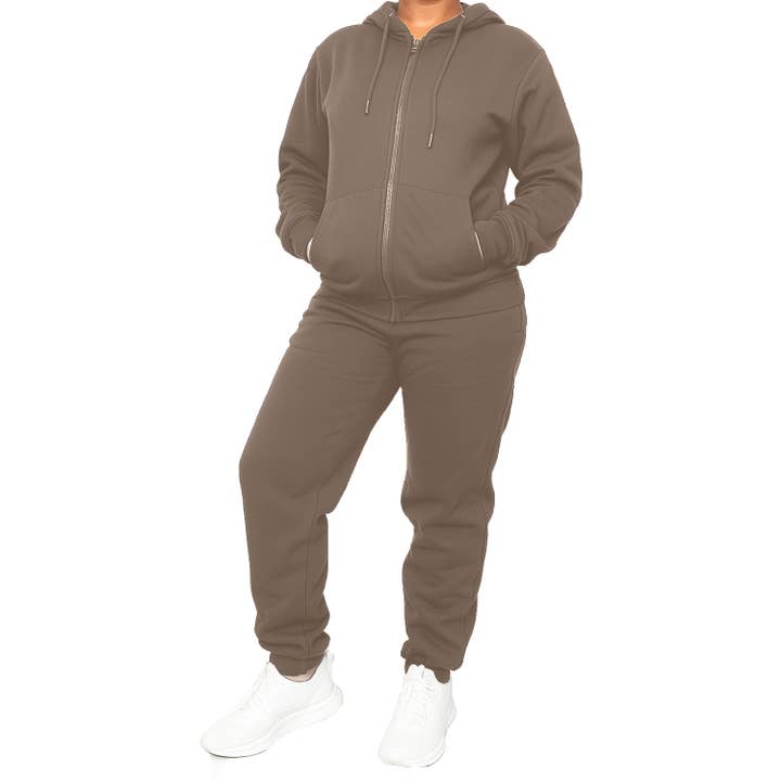 Galaxy By Harvic - Wholesale Lounge set – Women's - Women's Fleece Lined 2 Piece Full-Zip Hoodie and Jogger Set3