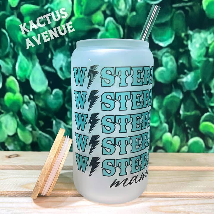 Western Mama Frosted Glass Can for wholesale by Kactus Avenue