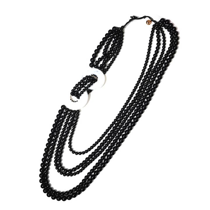 LONG MULTI-STRAND NECKLACE WITH RESIN BEADS - FT24240B622 for wholesale by AMORINO SRL