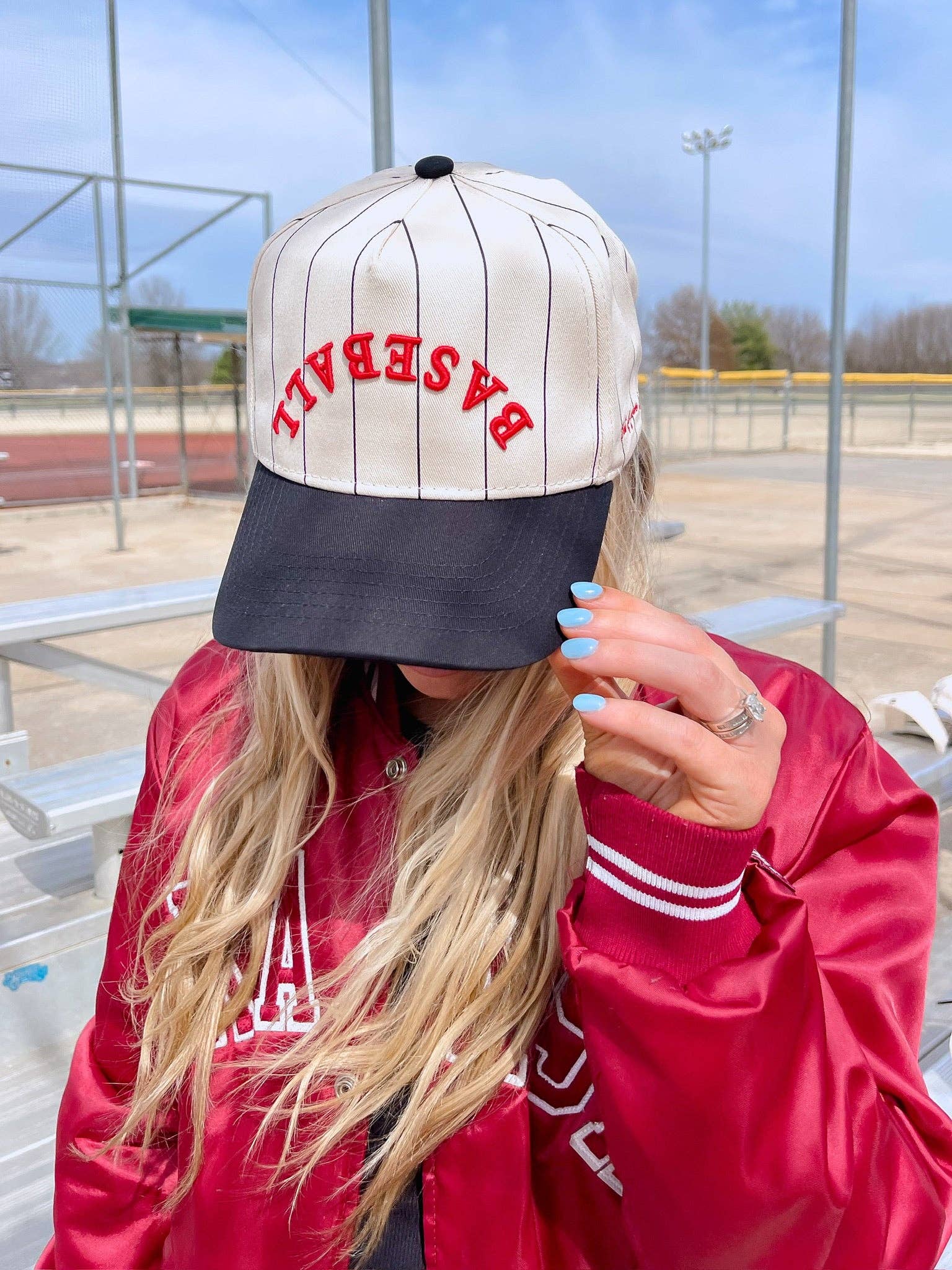 KENZKUSTOMZ - Wholesale Trucker Hat - Women's - BASEBALL - Red on Black Stripe Vintage Hat