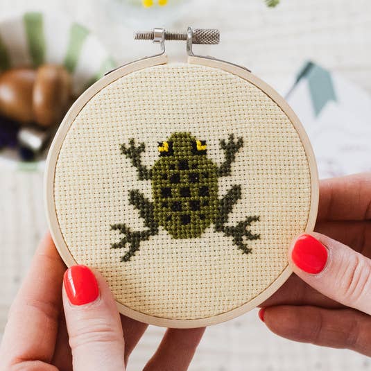 Frog Cross Stitch Kit for wholesale by Cotton Clara Craft Kits & Supplies