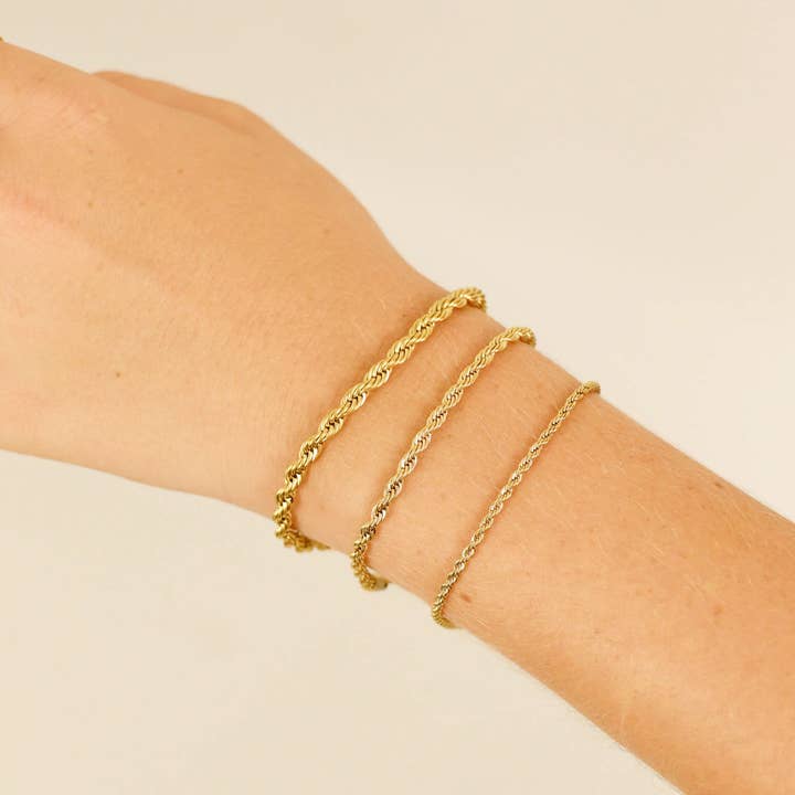 WJW - Wholesale Link & Chain Bracelet - Rope Chain Bracelet / Anklet - Gold, Silver, Black2