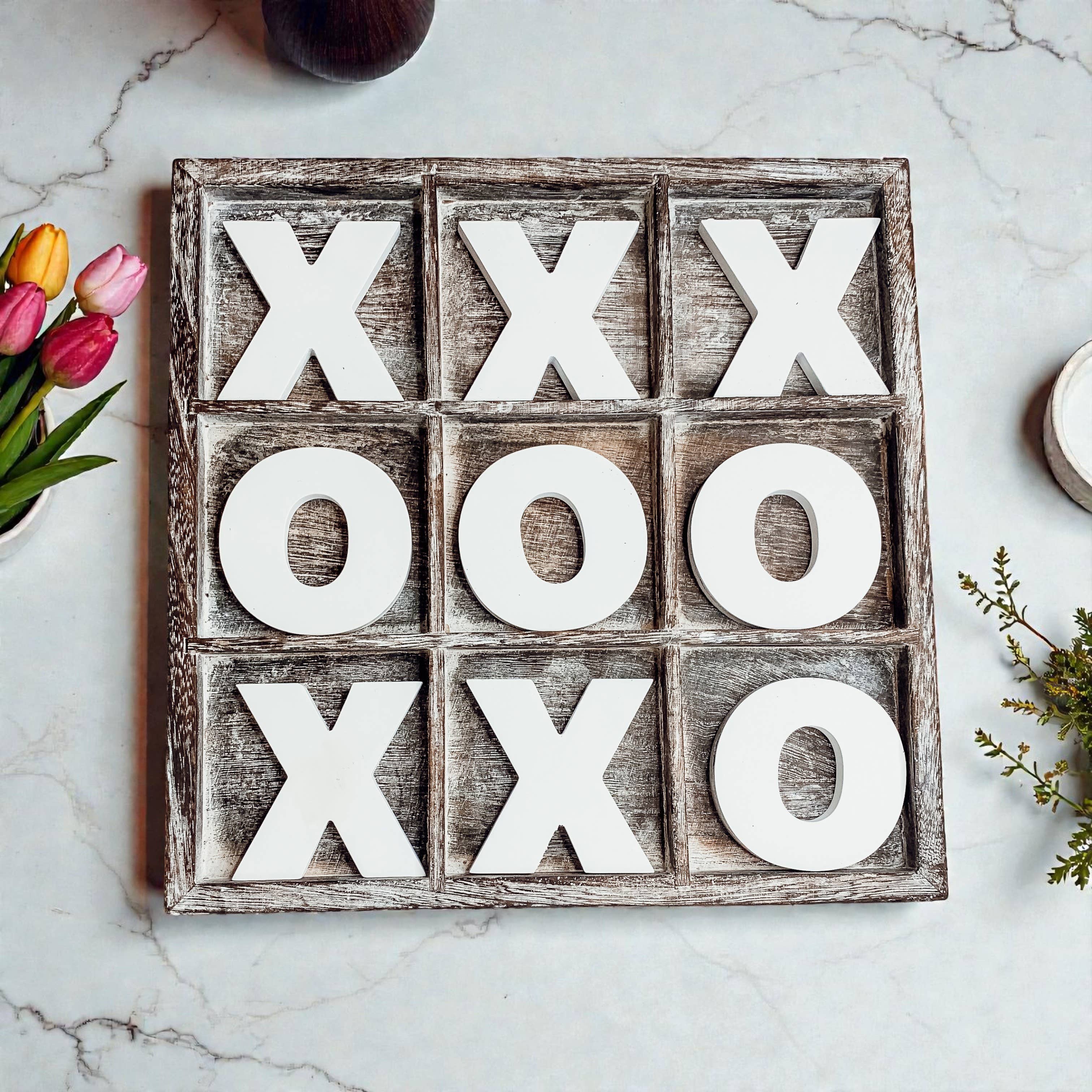 Gia Roma - Wholesale Decorative Tabletop Object - Wooden Tabletop Game + Decor, Tic Tac Toe Wood Game, Rustic32