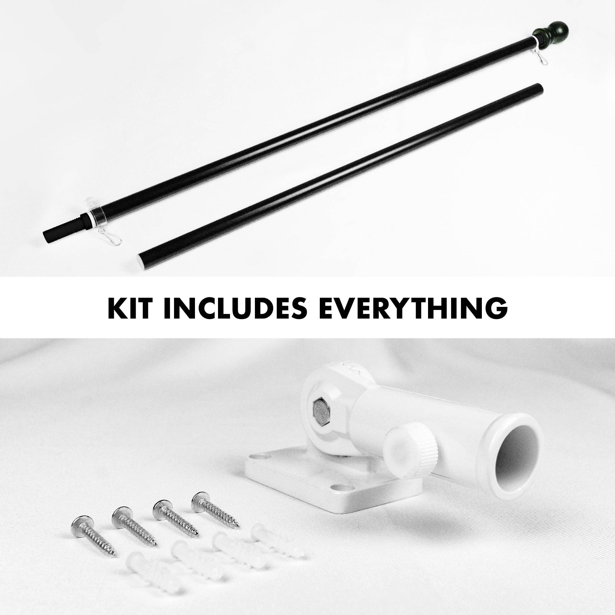 G128 - Wholesale Flagpole - G128 6Ft Tangle-Free Aluminum Spinning Black Flagpole - Aluminum Wall Mount Flag Pole for Commercial/Residential Use (Flag NOT Included)5