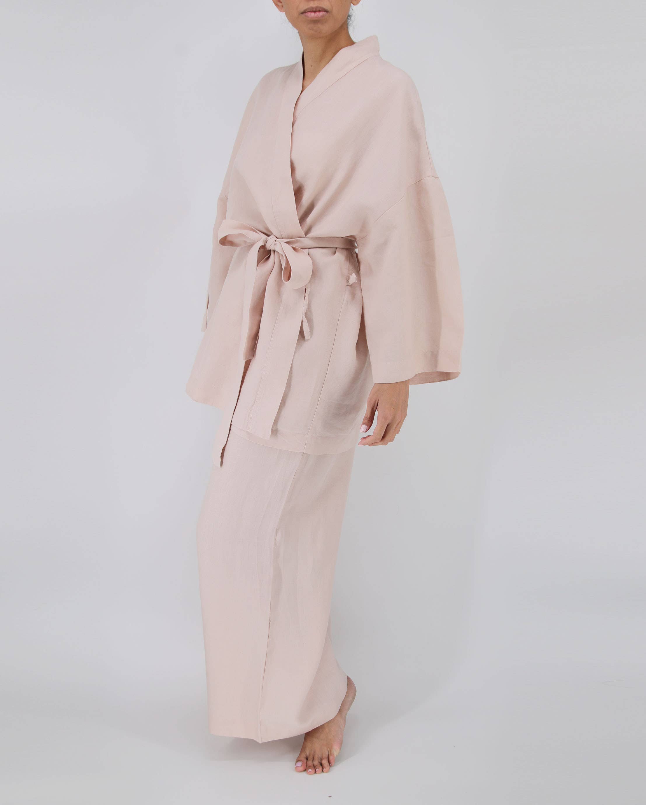 Sunday Morning – Engroshandel Pyjamasæt - Dame – Naoko linned kimono nattøjssæt5