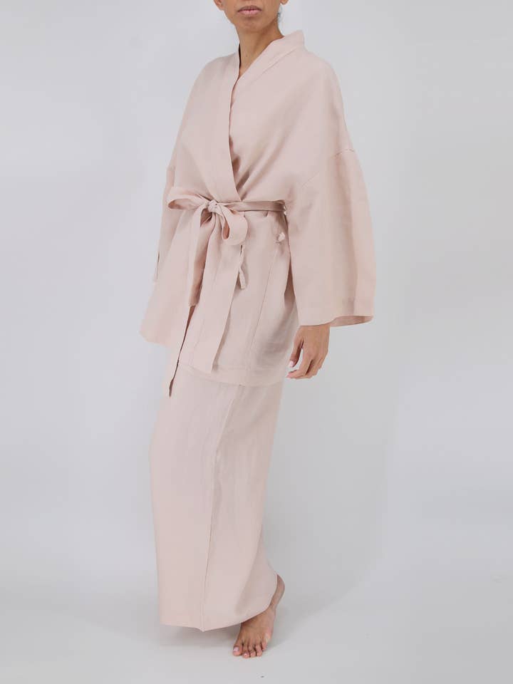 Sunday Morning – Engroshandel Pyjamasæt - Dame – Naoko linned kimono nattøjssæt5