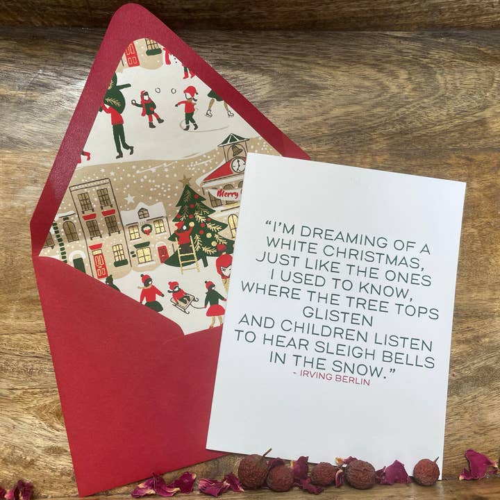 Holiday - Irving Berlin "White Christmas" Quote Holiday Card for wholesale by HeartedS2