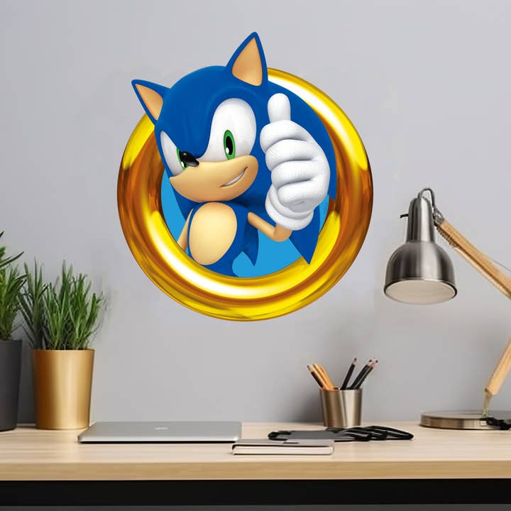 Sonic The Hedgehog Väggdekal - Sonic i Guld-Ring Tummen Upp Väggkonst för wholesale av Themed