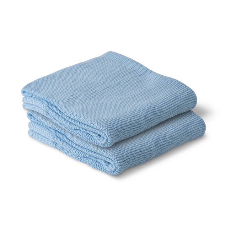 Cobertor Clássico de Malha em Algodão para Bebé - Azul Bebé por atacado de Zoe Sage