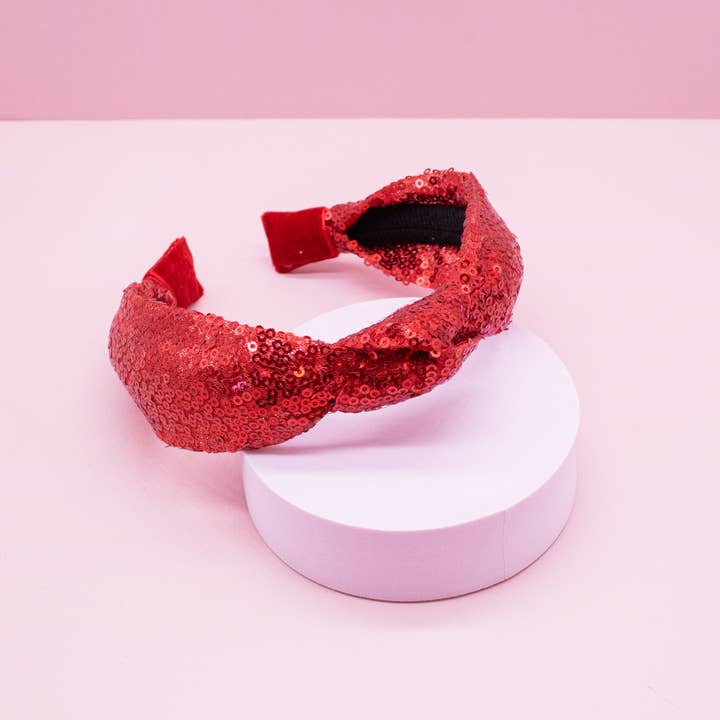 Frog Sac - Wholesale Fashion Headband - Kids - Sequin Knot Headband - Valentine's, Christmas, St. Patrick's
