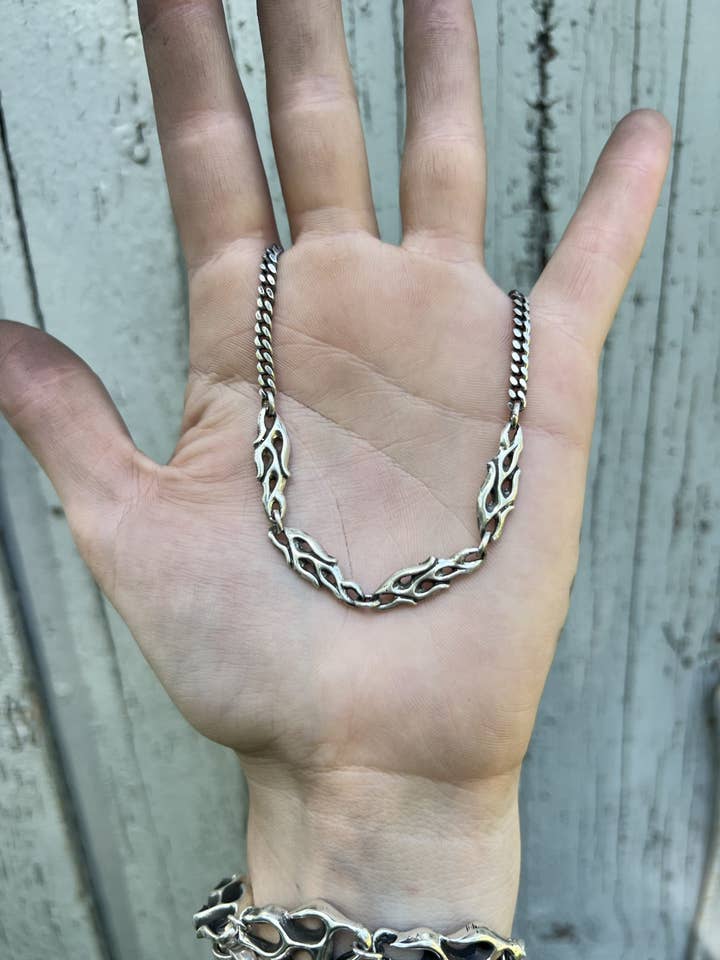 Lucky Four Panhead Flame Necklace for wholesale by Velvet Moss Magic