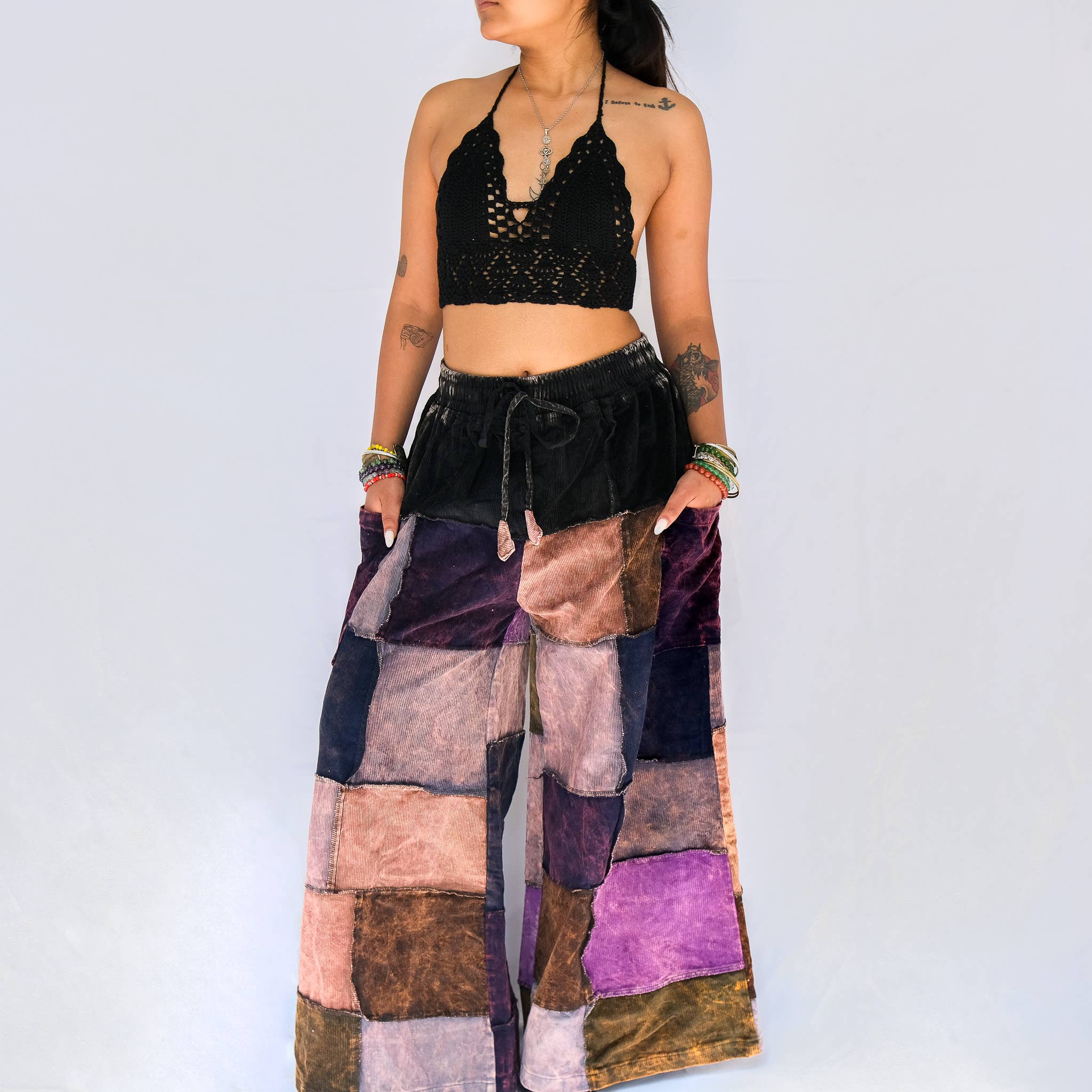 Karma Nepal Crafts - Wholesale Pants - Women's - Patchwork Corduroy Wide Leg Pants7