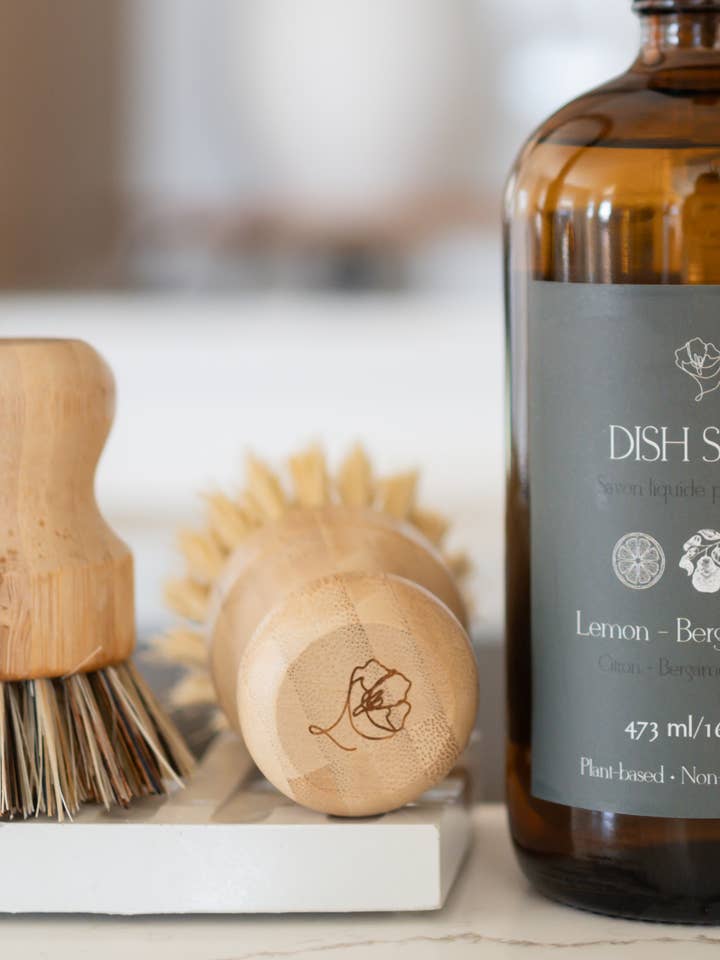 Natural Bamboo Dish Brush for wholesale by Wildflower Mercantile