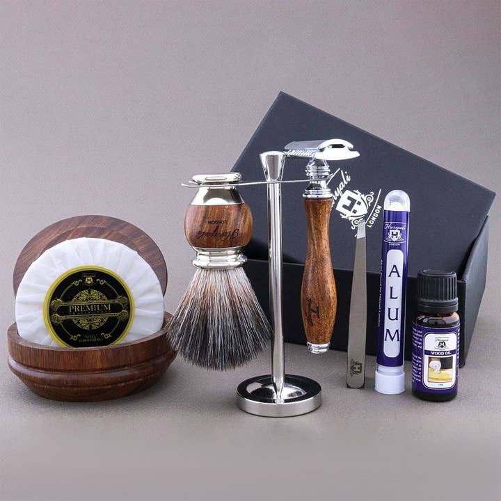 Haryali's Wooden Range Shaving Kit for wholesale by Haryali London
