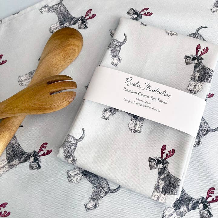 Schnauzer Dog Christmas Tea Towel and other Purchase Wholesale schnauzer towel. Free Returns & Net 60 Terms on Faire trending on Faire.