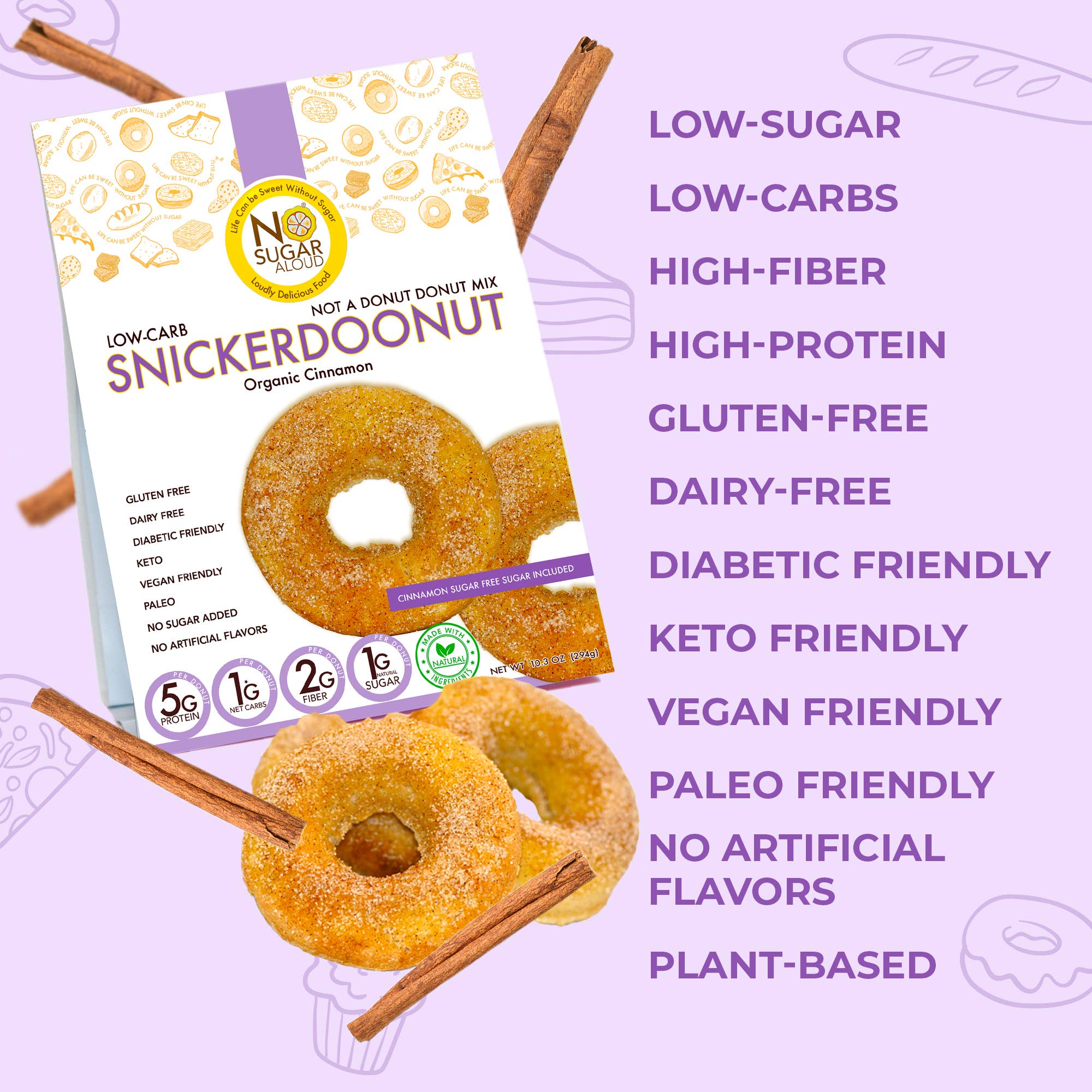 No Sugar Aloud LLC - Wholesale Cake Mix - Low Carb Snikerdoonut Donut Mix1
