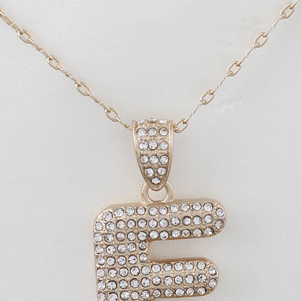 Shop Neighbors - Wholesale Pendant/Charm Necklace - Rhinestone Embedded Initial Necklace