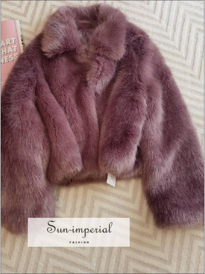 Sun Imperial - Wholesale Fur/faux fur coat – Women's - Purple Shaggy Women Faux Fur Jacket Mini Length Coat